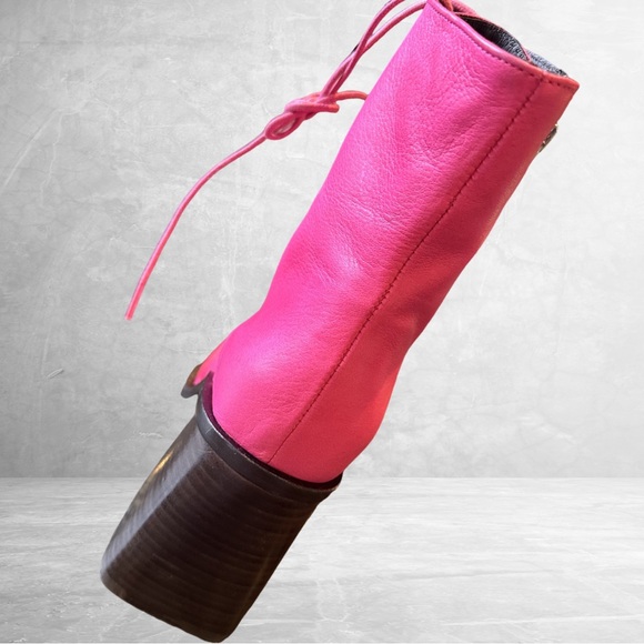 L’Intervalle Hot Pink Leather Tie Boots 7 New - Picture 5 of 8